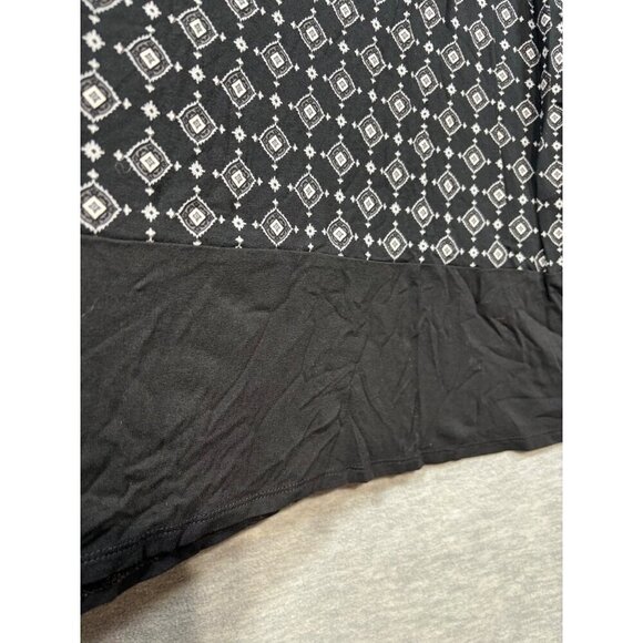 J Jill Wearever Collection Black White Geometric Long Sleeve Top L Stretch - Picture 3 of 5